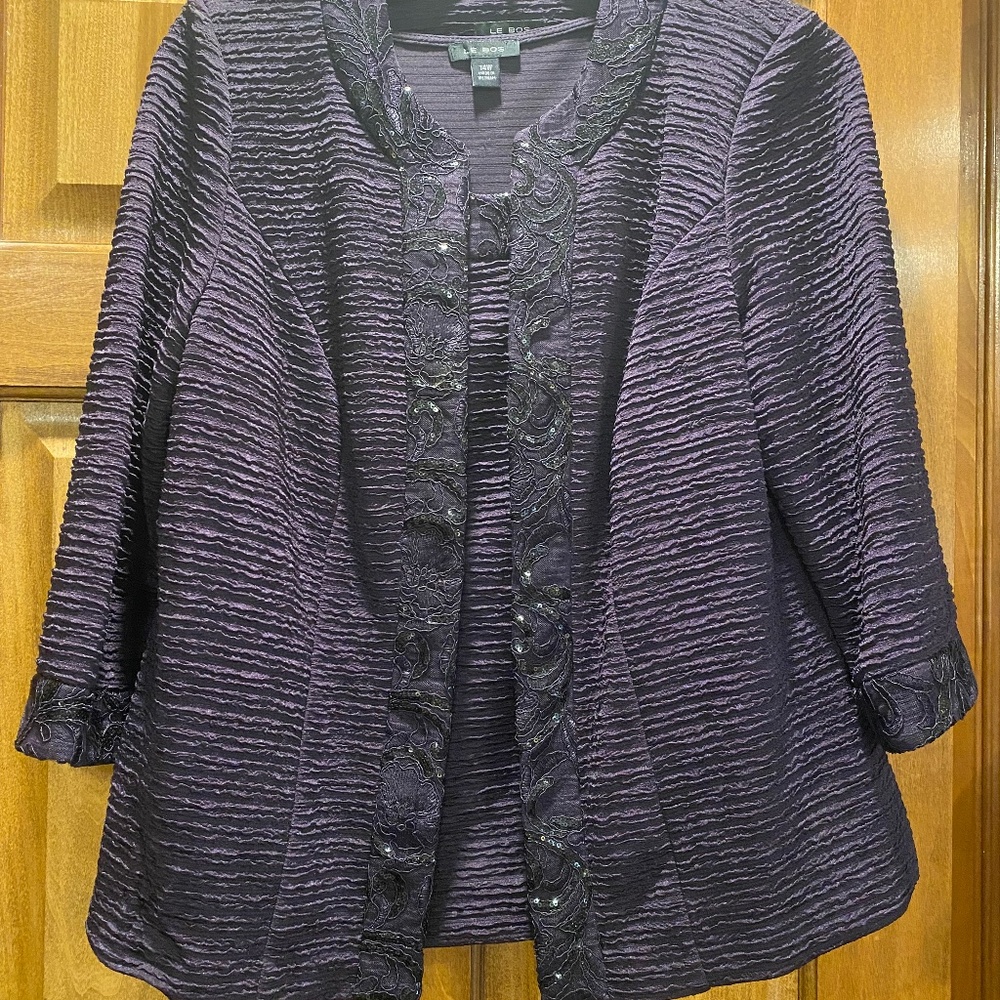 Le Bos eggplant pant suit
